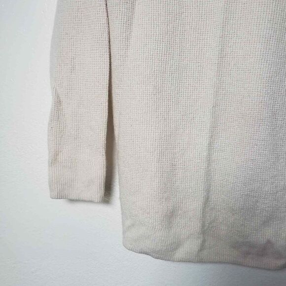 Madewell Asherton Waffle Henley Wool Blend Oversized Sweater Antique Cream XS - Picture 4 of 10